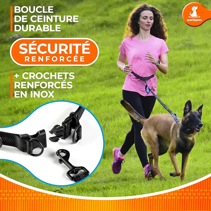 SparklyPets - Hands Free Dog Leash with Reflective Stitches - Waist Leash for Dog Walking, Hiking, Training, Jogging, Canicross, Running - for Medium & Large Breeds - Image 7