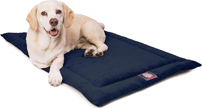 Majestic Pet Dog Crate Mat - Machine Washable Soft Plush Pet Bed Pad for Crates & Kennels | USA Crafted | 42"x26" Villa Navy by MajesticPet