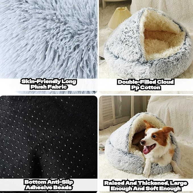Cozy Cave Dog Bed, 2025 Cat Cave Bed with Cover, Cat Nest Bed, Pet Beds for Indoor Cats Cave & Calming Dog Beds Winter Anti-Slip & Washable Fluffy (Green, L(26in/65cm)) - Image 7