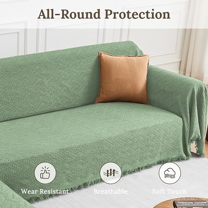 HOMERILLA 2 Piece Sectional Couch Cover for L Shape Sofa Sage L | Washable Fabric, Anti-Pet Hair, Stain & Wear Resistant, Multiuse Sofa Blanket Protector, Pet Friendly Easy Installation - Image 3