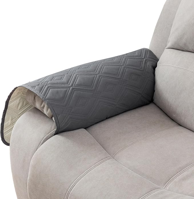 Genina 100% Waterproof Couch Arm Covers Set of 2, Armrest Covers for Sofa Couch Armchair, Anti-Slip Sofa Arm Cover Protectors Armchair Slipcovers for Pets Dogs (Dark Gray) by Genina