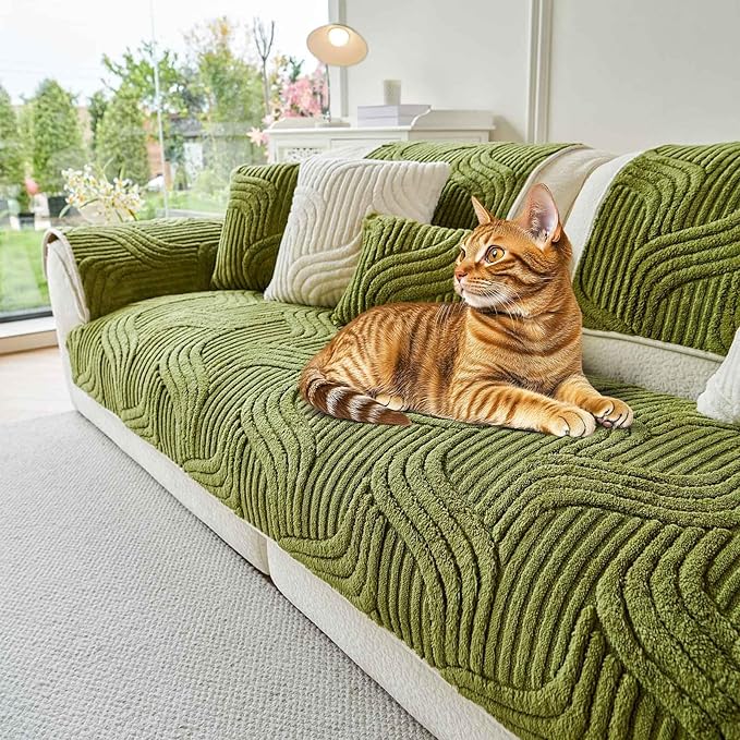 OTOB Couch Covers for Sofa Washable, Non Slip Dog Sofa Protector, 1 Piece | Matcha Green, 35.4"x82.7", Soft Plush, All Seasons, Pet Friendly, Breathable, Modern, Wear-Resistant, Sectional Couch Covers by OTOB