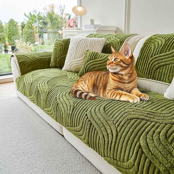 OTOB Couch Covers for Sofa Washable, Non Slip Dog Sofa Protector, 1 Piece | Matcha Green, 35.4"x82.7", Soft Plush, All Seasons, Pet Friendly, Breathable, Modern, Wear-Resistant, Sectional Couch Covers by OTOB