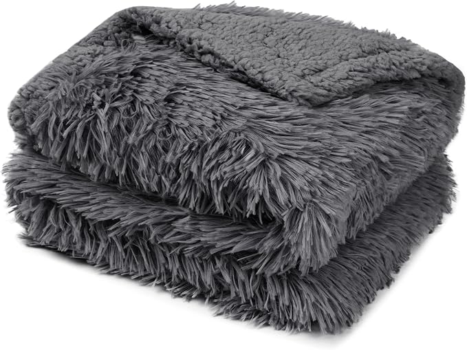 PetAmi Waterproof Dog Blanket for Couch, Bed & Furniture,Reversible Sherpa & Faux Fur Pet Blanket, Leakproof Pet Blanket for Large Dog Cat, Washable Soft Calming Sofa Protector Throw (60x80, Gray) - Image 9