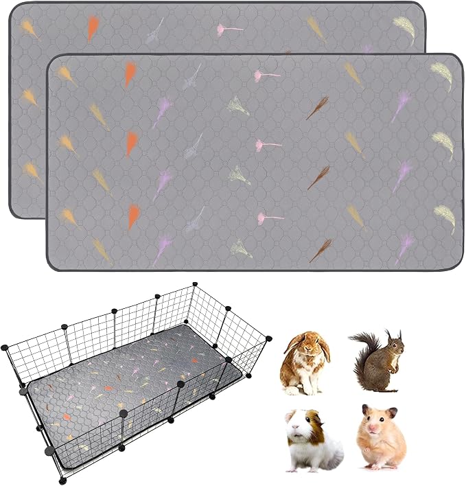 2Pcs Guinea Pig Cage Liners,Guinea Pig Fleece Cage Liners28''X56'' Super Absorbent Washable Pee Pads Reusable for Rabbit Hamster Chinchilla by LWYMX