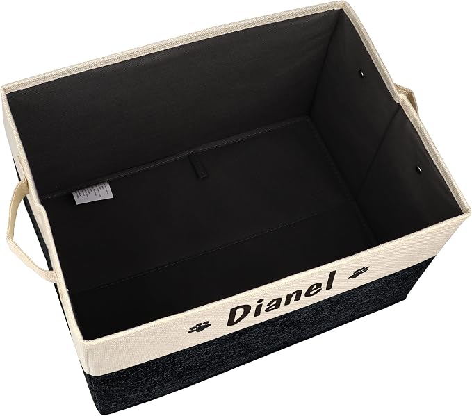 PET ARTIST Personalized Dog Toy Bin for Dog Toys Accessories - Foldable Dog Toy Basket Storage Box for Pet Toys,Dog Coat, Upgrade Black, M:15''(38cm)*11''(28cm)*9''(23cm) - Image 3