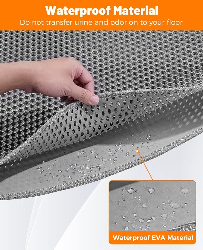 Cat Litter Mat,Extra Large 46"x26",Honeycomb Dual-Layer Design – Traps Litter Effectively, Waterproof & Urine Proof, Non-Slip, No BPA/Phthalate, Washable & Easy Clean - Image 4