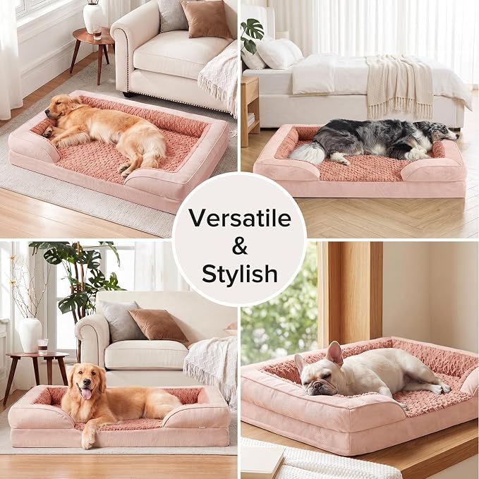 INVENHO L Plus Orthopedic Dog Bed for Large Dogs, Washable Dog Sofa with Egg-Crate Foam, Waterproof Lining and Non-Skid Bottom - Image 8
