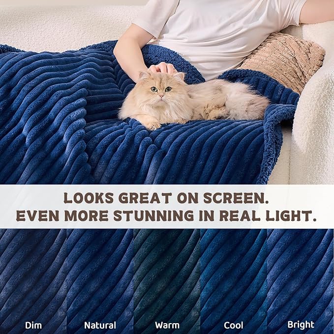 Qeils Waterproof Calming Dog Blanket for Medium Dogs, Noiseless Soft Plush Pet Blanket for Cats, 500GSM Thick Faux Fur Pet Throw, Couch Furniture Protector for Puppy, Night Blue, 30x40IN - Image 6