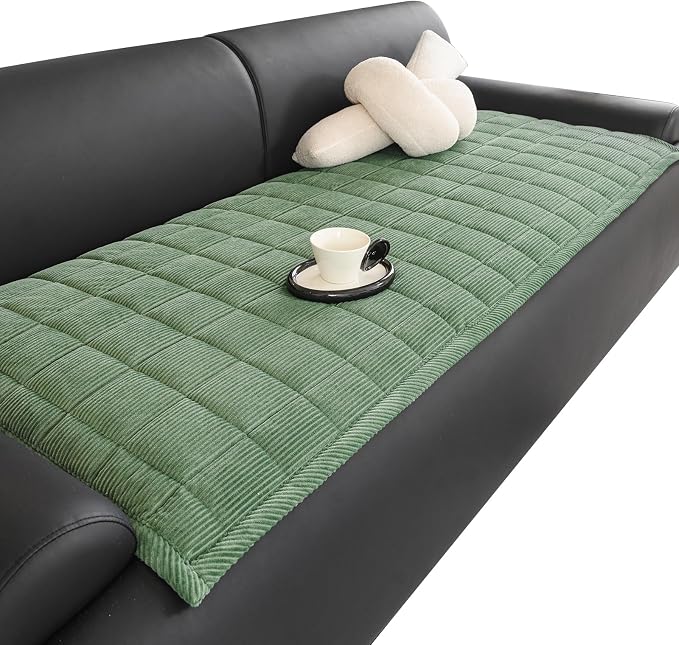 HAOYONG Couch Covers for Dogs Washable, Non Slip Fuzzy Durable Couch Covers for 3 Cushion Sofa Pet Friendly Furniture Protector Covers Dog Mat for Couches (Dark Green, 27.6"×82.7") by HAOYONG