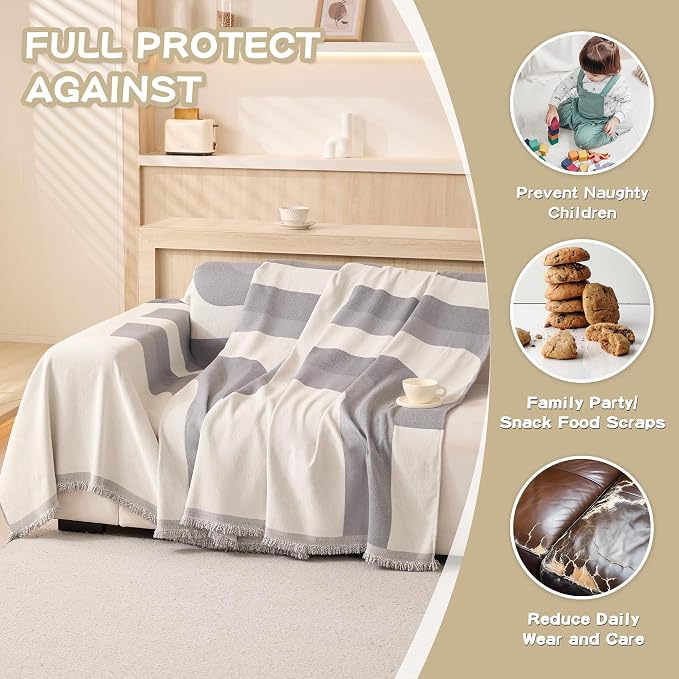 MEETSKY Boho Couch Cover Super Soft Couch Covers for 2-3 Cushion Couch Sofa, Modern Jacquard Sofa Slipcover Loveseat Futon Cover, Couch Covers for Sectional Sofa, 71" x 118", Grey Geometry - Image 5