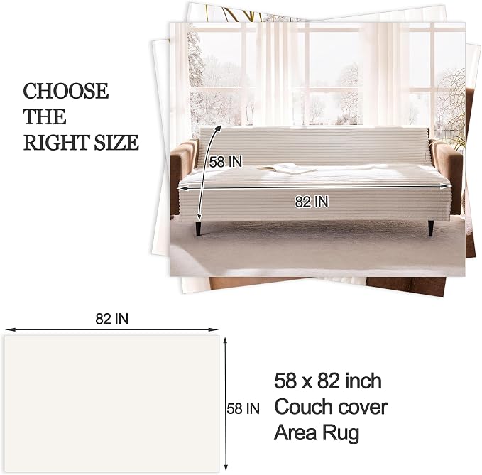 Waterproof Couch Cover for Dogs Non-Slip, Fuzzy Soft Pet Couch Covers for Sofa, Pet Friendly Area Rug Dog Bed Covers Washable Sofa Cover Mat (White, 58" x 82" 1 Pack) - Image 5
