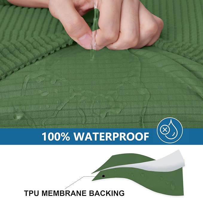 hyha Waterproof Couch Cushion Covers for Pets, Non Slip Sofa Seat Cover | Stretch Jacquard Fabric, Elastic Bottom, Non Slip Fit, Waterproof Protection, Pet Hair Protection (2 Pieces) - Image 3