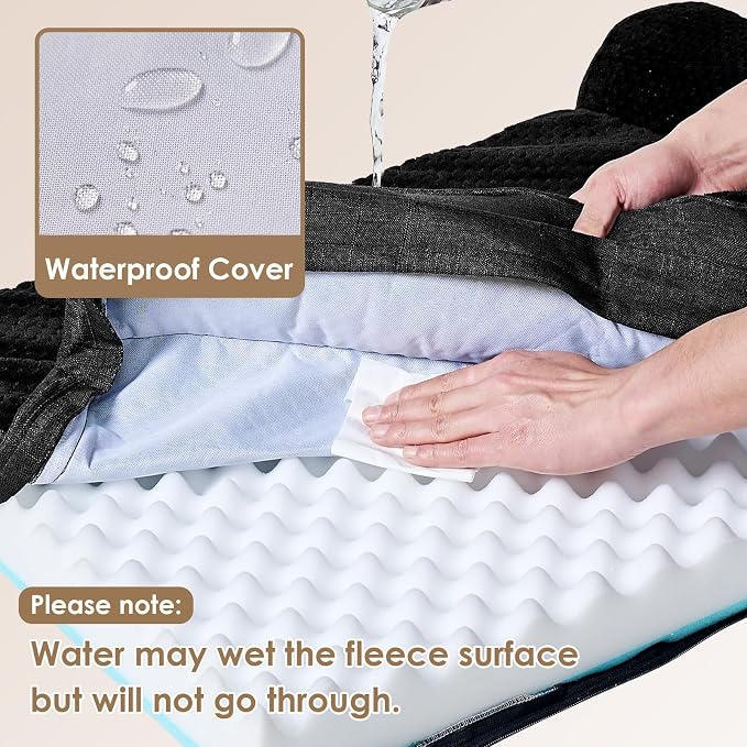 EHEYCIGA Orthopedic Dog Bed Medium Size Dogs, Memory Foam Dog Bed with Washable Removable Cover, Waterproof Pet Sofa Couch for Crate with Nonskid Bottom, 30x20x6, Black - Image 3
