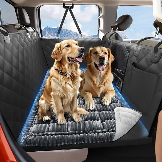Dog Bed for Car Back Seat, Non-Slip Backseat Pet Mat XL, 59”X27.5” | Soft Blanket for Travel, Plaid Flannel, Quilted PP Cotton Filling, Non-Slip Backing, Machine Washable, Fit Backseat Extenders by ROUWINNE