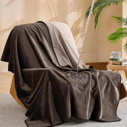 Bedsure Waterproof Blanket Soft Flannel Fleece Couch Cover,50x60 | Dog Blankets for Large Senior Dogs，Washable Throw for Pet Cat Leakproof,Furniture Protector for Travel Camping,Coffee Brown by BEDSURE