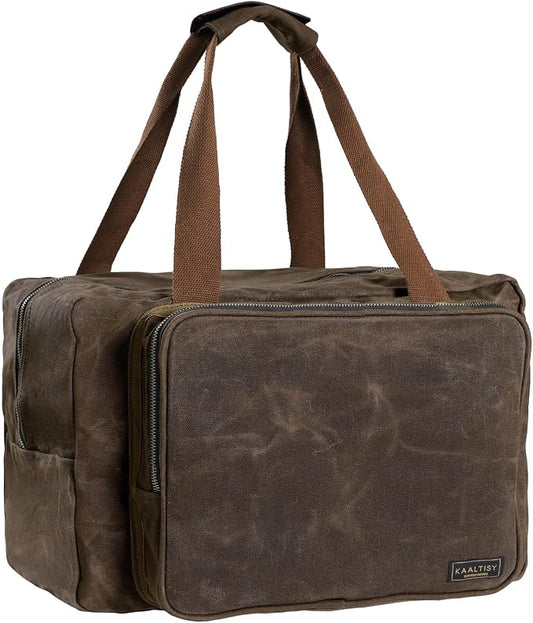 Kaaltisy 16oz Waxed Canvas Tool Bag – Robust Zipper Garden Tools Tote with 3 Compartments & Padded Handle (Grey) – Tool Organizer for Gardening Wire Cutters Goggles by Kaaltisy