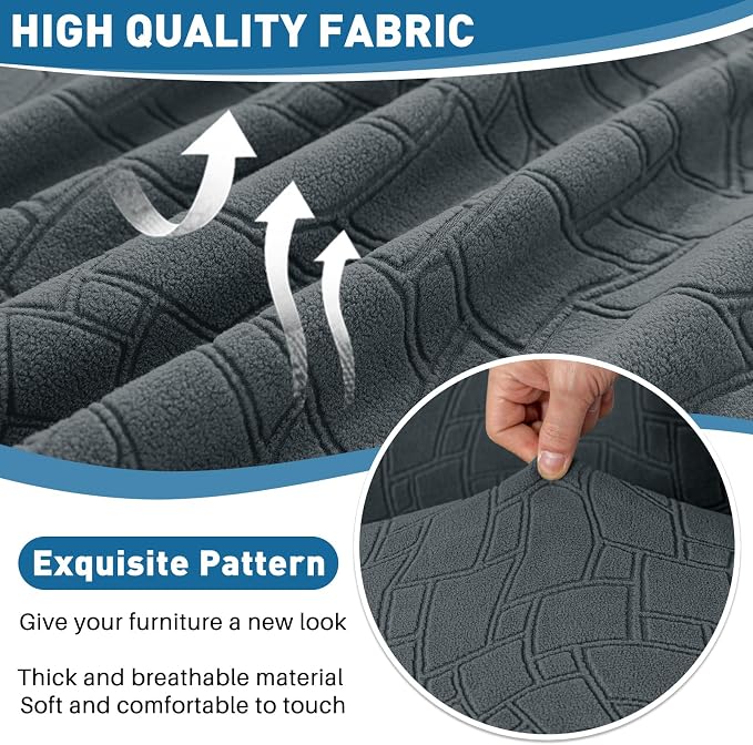 MAXIJIN Waterproof Couch Cushion Covers Individual Sofa Seat Cushion Cover Stretch Sectional Sofa Slipcovers with Elastic Bottom for Dogs Pets (3 Pieces for Seat or Backrest, Dark Gray) - Image 5