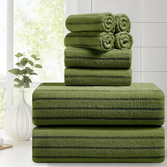 Mistyrose Large Bath Towels Set, Super Absorbent Microfiber - 2 Oversized Bath Sheets, 2 Hand Towels, 4 Washcloths for Family, Hotel, Spa, Gym (Camouflage Color) by Mistyrose