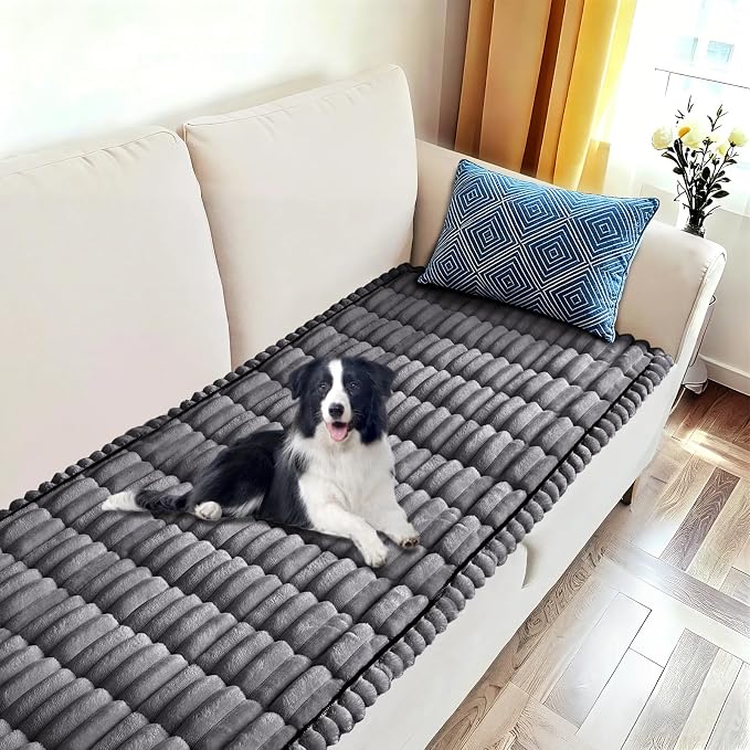 U-NICE HOME Fuzzy Loveseat Cover, Dark Grey, 27.6''x47'' | Non-Slip, Washable, Couch cover for dog, Pet friendly, Furniture Protector by U-NICEHOME
