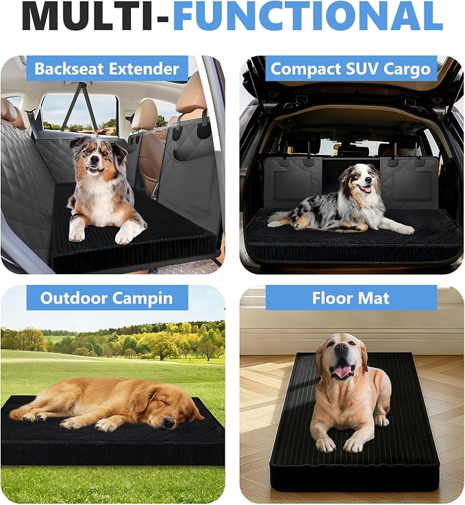 Dog Bed for Car Back Seat 4in, Non-Slip Backseat Pet Mat Standard | Soft Blanket for Travel, Plaid Flannel, Quilted PP Cotton Filling, Non-Slip Backing, Machine Washable, Fit Backseat Extenders - Image 5