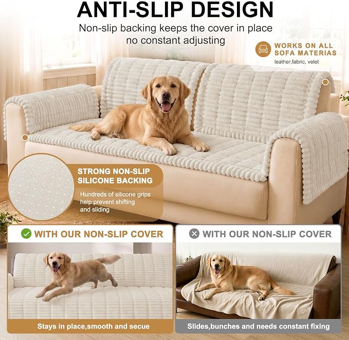 Smiry Couch Cover for Dogs, Non Slip Washable Sofa Protector for Pets | Soft Furniture Cover for Leather & Fabric Couches, Cozy Protect Against Fur, Dirt & Messes, Pet Friendly, 27.6"x27.6" - Image 10