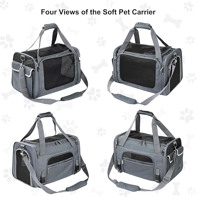 EliteField Deluxe Soft-Sided Pet Carrier (3 Year Warranty, Airline Approved), Travel Bag for Dogs, Cats & Small Pets, with Expandable Mat
