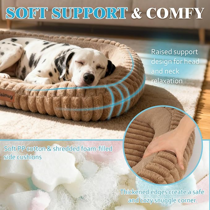 Orthopedic Dog Bed, Hip & Joint Support Extra Large Dog Crate Pad | 43L x 31W x 5.5H, Egg-Crate Memory Foam, Washable Cover, Low Front Entry, Non-Slip Bottom, XXL Dog Bed, Brown - Image 3