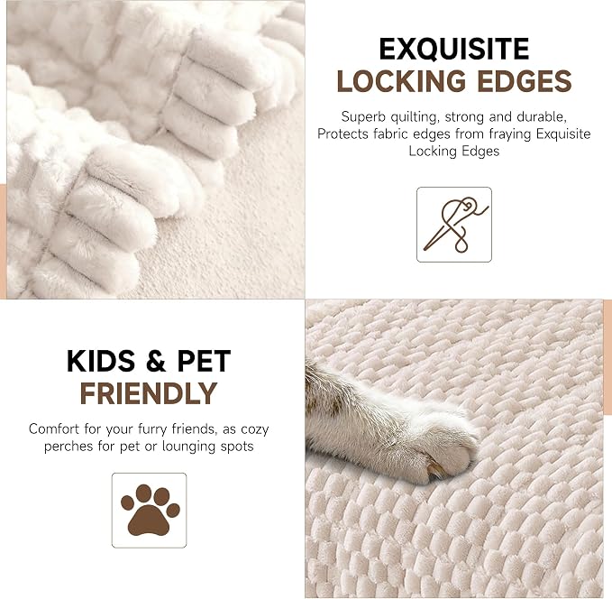 OTOB Couch Protector for Dogs Washable, Non Slip Pet Dog Sofa Couch Cover | Cream, 27.6" x 70.9", Fuzzy Soft Plush, Pet Friendly, All Seasons, Breathable, Modern, Thick Wear-Resistant - Image 4