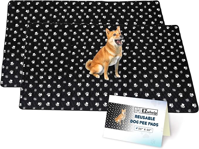 EZwhelp Reusable Dog Pee Pads, Washable Waterproof Mats for Dog Potty Training or Whelping Pads, 50x50 Inch, 2 Pack by EZwhelp