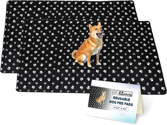 EZwhelp Reusable Dog Pee Pads, Washable Waterproof Mats for Dog Potty Training or Whelping Pads, 50x50 Inch, 2 Pack by EZwhelp