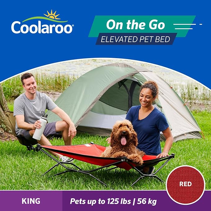 Coolaroo On-The-Go Elevated Dog Bed - Foldable Pop-Up Travel Dog Bed with Breathable, Moisture-Resistant Fabric, Carry Bag Included, Lightweight & Portable, Red, Extra Large - Image 4