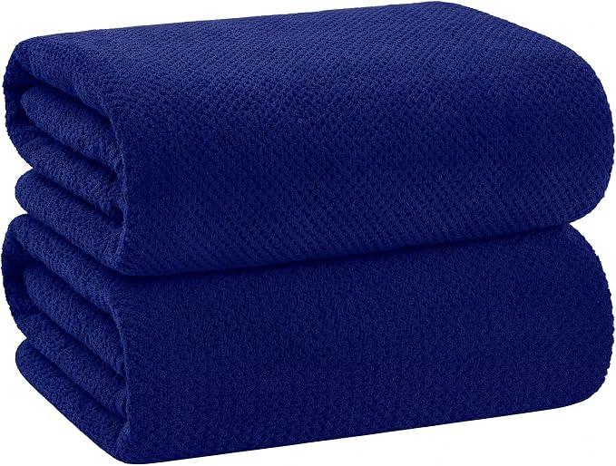 Bath Sheets 40x80 Inches 2-Piece, Extra Large Bath Towels, Soft Absorbent Quick Dry, Microfiber Towels for Bathroom Beach Pool Gym Spa, Navy Blue by BXRBXRTowels