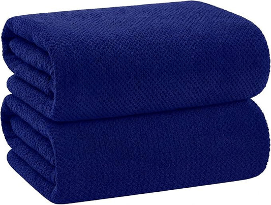 Bath Sheets 40x80 Inches 2-Piece, Extra Large Bath Towels, Soft Absorbent Quick Dry, Microfiber Towels for Bathroom Beach Pool Gym Spa, Navy Blue by BXRBXRTowels