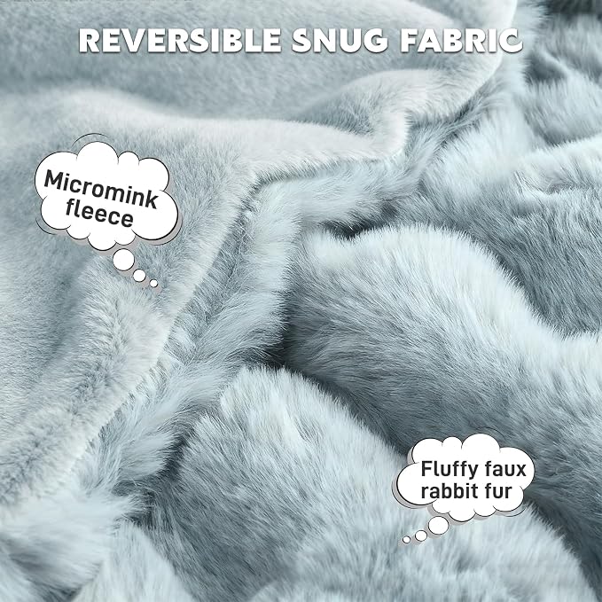 Waterproof Dog Blanket for Sofa Bed Couch, Couch Cover Blanket Fluffy Faux Rabbit Fur Reversible Furniture Protection, Pet Blanket for Medium Large Dogs Cats - Image 2