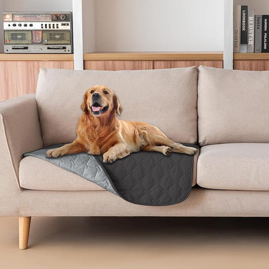gogobunny 100% Double Sided Waterproof Dog Blanket Soft Pet Bed Cover Reversible Protect Furniture Couch Sofa Car for Puppy Large Dog Cat (Dark Charcoal/Light Charcoal, 30x30 Inch (Pack of 1)) by gogobunny