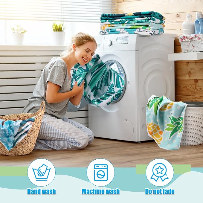 12 Pcs Oversized Microfiber Beach Towels Set 30 x 60 Extra Large Fiber Swim Pool Towel Absorbent Bath Blanket for Travel Vacation Accessories Gift Spa Soft Lightweight(Hawaii) - Image 7
