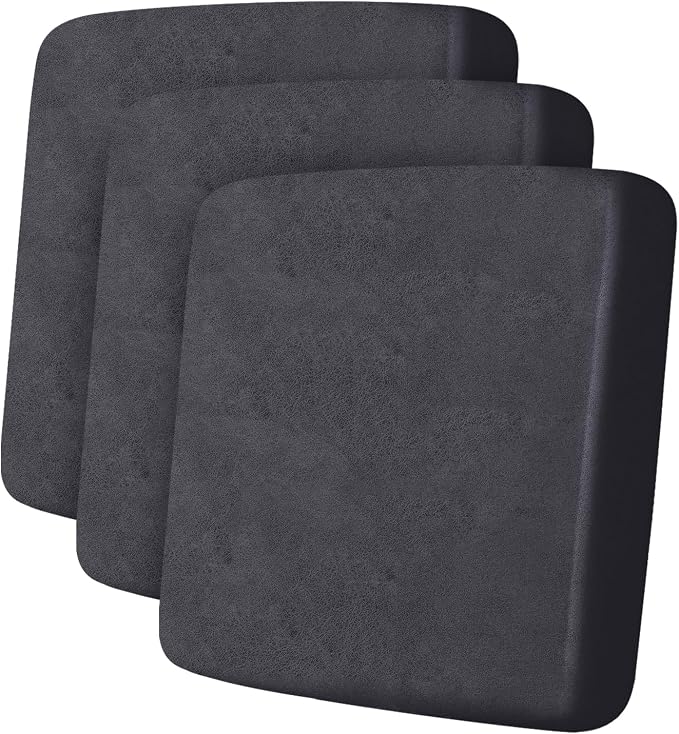 ANARACHON Leather Look Couch Cushion Covers Sofa Seat Slipcovers Sets Couches Furniture Protector for Sectional Armchair Loveseat Pets Kids Stretch Spandex Fabric (3 Cushion Sofa, Dark Grey) by ANARACHON