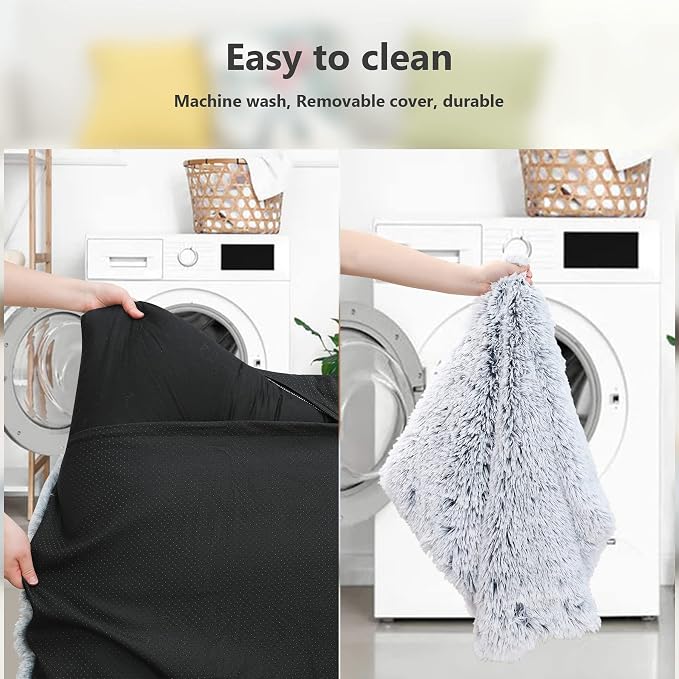 XXXL Dog Bed Washable, Large Waterproof Plush Pet Crate Pad 54", Grey | Ultra Soft Cozy, Removable Cover, Jumbo Dog Mat for Sleeping, Anti-Slip Bottom, Kennel Pad 54*37", Anti Anxiety ,120 lbs - Image 3