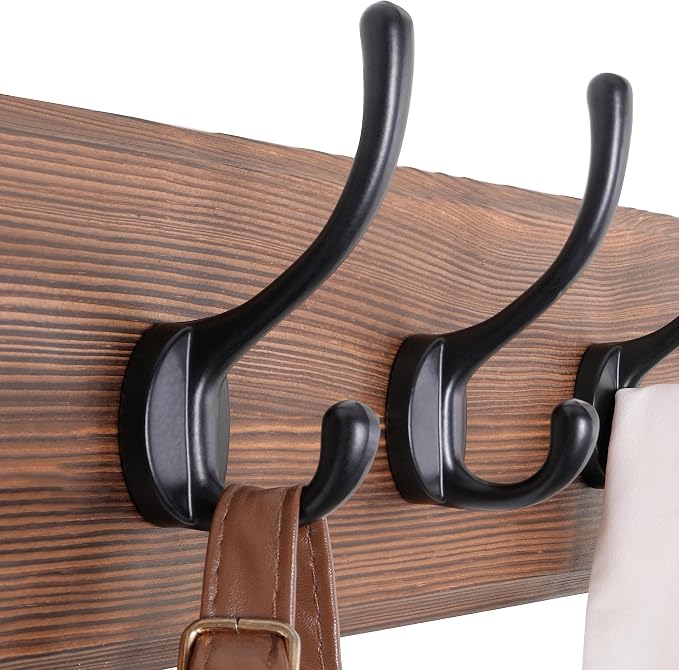 SKOLOO Farmhouse Style Wall Mounted Coat Rack, 38.6'' Pine Solid Wood Coat Hook Hanger - 10 Hooks for Hanging Clothes Robes Towels Coats - Image 4