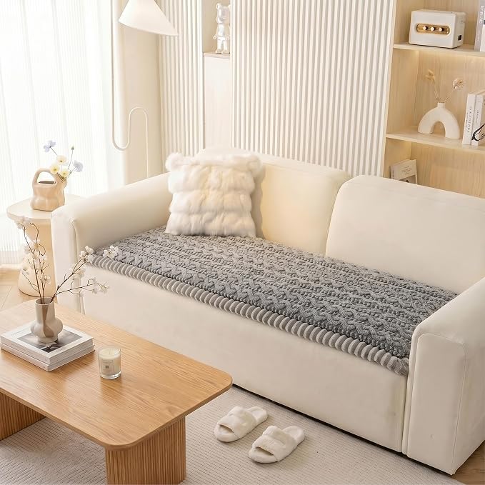 KRFOONN Couch Cover for Dogs Washable Pet Couch Covers for 2 Cushion Sofas Non-Slip Dog Sofa Protectors Cushion Covers Soft Sofa Slipcovers Cushion Protector for Pets Mat (Pattern Grey, 27.6" x 59") - Image 2