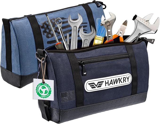 HAWKRY Heavy Duty Canvas Tool Bag Set of 2 – Waterproof Canvas Zipper Pouch, Garden Tool Bag, Construction Bags Heavy Duty, Small Zipper Pouch, Motorcycle Tool, Multipurpose Fishing Bag - Image 8