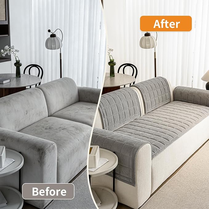 Couch Covers for Dogs Washable, 27.6"x70.9" Non Slip Couch Covers for Loveseat Sofa Pet Friendly, Soft Fuzzy Sofa Covers for Pet, Dog Couch Cover Furniture Protector(1PC,Light Grey) - Image 5