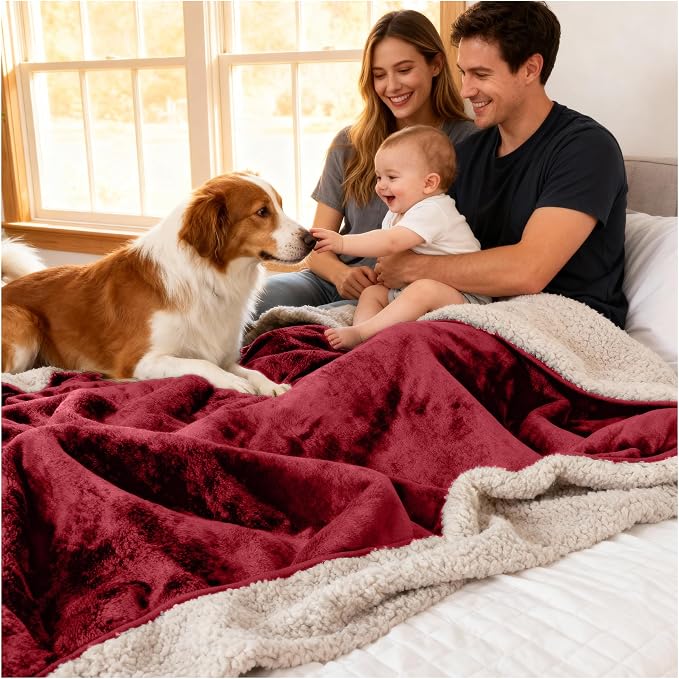 Sacred Weapon Blanket Waterproof and Stain Proof – Water Proof Blanket for Bed & Couch – Splash Throw Blanket VIP – Washable King, Queen Mattress Protector Waterproof – Dark Red 80"x80" by SacredWeapon