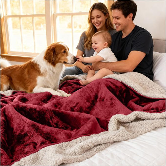 Sacred Weapon Blanket Waterproof and Stain Proof – Water Proof Blanket for Bed & Couch – Splash Throw Blanket VIP – Washable King, Queen Mattress Protector Waterproof – Dark Red 80"x80" by SacredWeapon