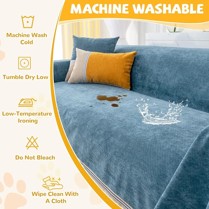 Waterproof Non-Slip Couch Cover for Pets, Navy Blue 79" x 150" | Dogs Sofa Cover, Washable, Pet Friendly, Anti Cat Scratch, Furniture Protector, for 3 Cushion Couch Sectional L Shaped Sofa - Image 8