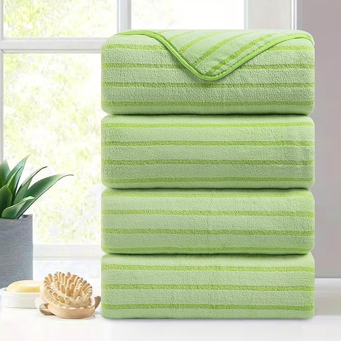 Mistyrose Bath Towels,4 Pack 35"x70" Large Bath Towels Microfiber Absorbent XL Bath Sheets Super Soft Towels for Bathroom Quick Dry Oversized Shower Towels for Family Hotel Spa Gym(Fruit Green by Mistyrose
