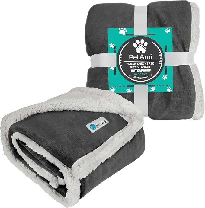 PetAmi Waterproof Dog Blanket for Couch, Pee Proof Fleece Reversible Pet Throw, Furniture Protector for Bed Sofa Kennel, Soft Washable Cover for Small Medium Dog Puppy Cat, 29x40 Grey - Image 8
