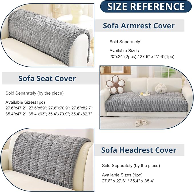 OstepDecor Couch Cover for Dogs, Washable Non Slip Sofa Cover for Pets, Soft Couch Covers for Sofa, Loveseat and Sectional, Furniture Protector Against Pet Hair & Scratches (35.4" x 94.5", Grey) - Image 3