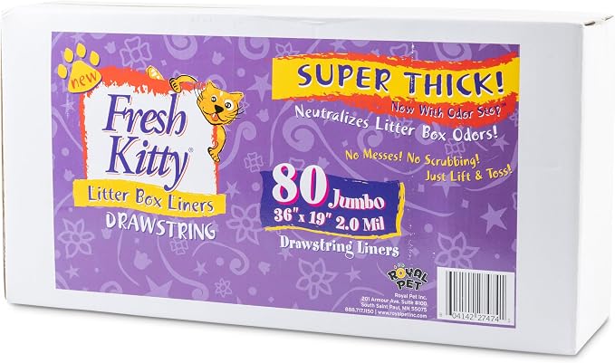 80 Count Fresh Kitty Litter Box Liners Super Thick, Durable, Easy Clean Up Jumbo Drawstring Scented Litter Pan Liners, Bags for Pet Cats - Image 2